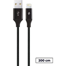 Die Grup Ttec Alumicable Xl Lightning Şarj ve Data Kablosu, Siyah, 2 M