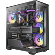 Die Grup Antec C3 Argb Siyah, 4 x Argb Pwm Fan Dahil, Dikişsiz Temperli Cam Ön ve Yan Paneller, 360MM Radyatör Desteği, Mid-Tower Atx Oyuncu Kasası