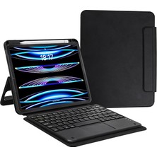 Die Grup Zore Apple ile Uyumlu iPad Pro 11 2024 Zore Border Keyboard Bluetooh Bağlantılı Standlı Klavyeli Tablet Kılıfı Siyah