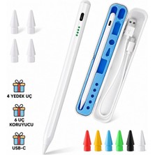 Die Grup Infomax iPad Kalem, Apple Pencil Alternatifi, Usb-C Hızlı Şarj, Palm Rejection, iPad Pencil, iPad 6-11 / Air 3-7 / Mini 5-7 / Pro Uyumlu, 4 Yedek Uç ve 6 Uç Koruyucu Dahil