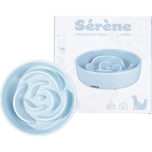 Die Grup M-Pets Serene Rose Seramik Yavaş Yeme Mama Kabı 300ML Açık Mavi