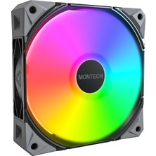 Die Grup Montech E28 Argb 120 mm Kasa Fanı, Gelişmiş Soğutma Verimliliği Için 28 mm Kalınlığında Fan, Pwm 4 Pimli, Fdb Rulman, Sessiz Düşük Gürültü, 2000 Rpm, Aıo Uyumlu (Siyah, Tekli Paket)