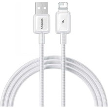 Die Grup Baseus Crystal Usb-A To Lightning Hızlı Şarj Kablosu 2.4A, 1m, iPhone ve iPad Uyumlu, 480MBPS Veri Aktarımı, Örgülü Dayanıklı Kablo, Beyaz