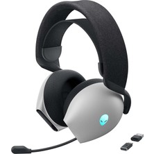 Die Grup Alienware Üç Modlu Kablosuz Oyuncu Kulaklığı AW725H – Beyaz – 545-BBFV Dolby Atmos, Aı Gürültü Bastırma, Alienfx-Rgb, Tri-Mode Bağlantısı, 55 Saat Pil Ömrü Lunar Light