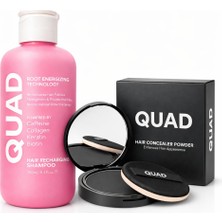 Die Grup Quad Kusursuz Görünüm Seti – Saç Hacim Şampuanı ve Toz Kapatıcı – Kafein Biotin Keratin – Seyrek Saç Için – Siyah – Unisex