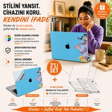 Die Grup Mcstorey MacBook Air 13 Inç M1 A2337 Şeffaf Kılıf, Kristal Hard Case 3'lü Premium Koruma Seti, 3m Cats Tasarım Sticker + Usb-C USB Adaptör, Ince Hafif Darbe ve Çizilme Korumalı, Tam Uyum Açık Yeşil
