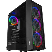 Die Grup Everest Bumpy 4X12CM Argb Fanlı Tempered Camlı Gaming Oyuncu Kasası, Siyah