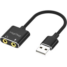 Die Grup Veggieg USB Ses Kartı 3.5mm Kulaklık ve Mikrofon Girişli Siyah