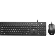 Die Grup Lecoo CM102 USB Kablolu Türkçe Tuş Dizilimi, Sıvı Dökülmesine Dayanıklı Sağ ve Sol Elle Kullanıma Uygun Tam Boyutlu 2400DPI Optik Fare Türkçe Q Klavye & Mouse Set Siyah