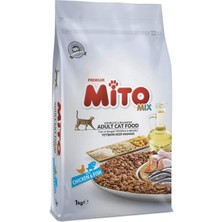 Die Grup Mito Mix Adult Cat Tavuklu ve Balıklı Renkli Taneli Yetişkin Kedi Maması 1 kg