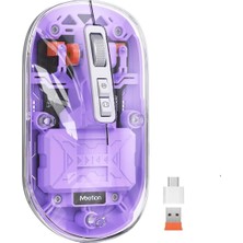 Die Grup Meetion | BTM005 | Mor | Saydam Ofis Mouse | 2.4g Kablosuz + Çift Bluetooth | Sessiz Tıklama | 2400 Dpı