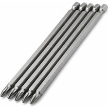 Aesco (5 Adet) Mıknatıslı 100 mm Pozidriv Bits Uç Pz2 Manyetik 1/4" Matkap Ucu 10 cm Güçlü Tayvan Çeliği
