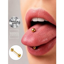 Die Grup Cerrahi Çelik Dil Piercing, Gold, 14 mm