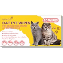 Die Grup Mineroll British Shorthair ve Scottish Fold Kedi Göz Temizleme Mendilleri - Tek Kullanımlık, Hassas Gözyaşı Lekesi Temizleyici, Parfümsüz, Yumuşak - 20 Adet