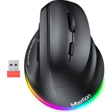 Die Grup Meetıon Ergonomik Fare, Kablosuz Dikey Fare Rgb Arkadan Aydınlatmalı Şarj Edilebilir Fare, Bluetooth(5.2 + 3.0) ve Usb-A Usb-C Adaptörlü 4 Ayarlanabilir Dpı, Mac/windows/andriod/pc/tablet/ipad Için