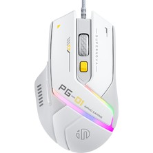 Die Grup Inphıc Pg1 Kablolu Oyun Faresi 12800 Dpı Yüksek Hassasiyet, 6 Programlanabilir Düğme, Solunum Rgb Arkadan Aydınlatmalı Ergonomik Bilgisayar Oyun Faresi Windows/pc/mac/dizüstü Bilgisayar Için - Gri