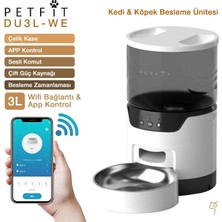 Die Grup Petfit DU3L-WE 3l Wi-Fi Akıllı Otomatik Kedi Köpek Mama Kabı Besleme Ünitesi (Sesli Komut+Çelik Kase+App Kontrol)