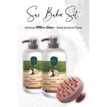 Die Grup Eyüp Sabri Tuncer Doğal Hindistan Cevizi Şampuan 600 ml x 2 Adet ve Masaj Şampuan Fırçası Pembe