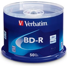 Die Grup Verbatim 25 GB 6 x Blu-Ray Tek Katmanli Kaydedilebilir Disk Bd-R, 10 Disk Mili 97238 – 50PK Mil