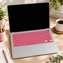 Die Grup Mcstorey Türkçe Q Klavye Koruyucu MacBook Air 13 A2179 A2337 M1 Uyumlu | Us Ansı Düz Enter | Ultra Ince Silikon Keyboard Cover Pembe