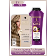 Die Grup Schwarzkopf Creme Supreme Full Kit 8-16 Küllü Soğuk Koyu Sarı + Gliss Saç Dökülme Karşıtı Şampuan 400ML