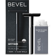 Die Grup Bevel Pirinç Ağırlıklı Saplı ve 10 Çift Kenarlı Güvenlik Tıraş Bıçağı Yedekli, Erkekler Için Tek Bıçaklı Tıraş Bıçağı, Tıraş Bıçaklarını Önlemek Için Kaba Saçlar Için Tasarlanmıştır, Siyah