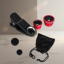 Uravas Store Akıllı Telefon Için Fish Eye Macro Wide 3 Parçalı Kamera Lens Seti