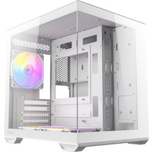 Die Grup Antec CX60M Argb White Mikro-Atx Oyuncu Kasası, Panoramik Temperli Cam Panel, 3X120MM Argb Fan Dahil, Beyaz