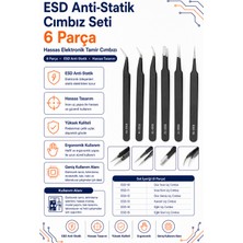 Empressco Esd Anti-Statik Cımbız Seti 6 Parça Hassas Elektronik Tamir Cımbızı
