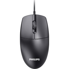 Die Grup Philips SPK7247 USB Kablolu Optik Mouse - 1.8 Metre Ekstra Uzun Kablo, 1200 Dpı Hassasiyet, Ergonomik Ofis ve Ev Tasarımı, Tak-Çalıştır, Siyah