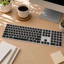 Die Grup Mcstorey Apple Magic Keyboard 2 A1843 Numerik Türkçe Q Klavye Koruyucu – Us Ansı Enter Uyumu ile Türkçe Yapma Kaplama Ultra Ince Silikon Keyboard Cover Toz ve Sıvı Koruma Siyah
