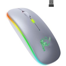 Die Grup Junglee (1369) Şarjlı Kablosuz Mouse Sessiz 2.4 Ghz USB Wireless 800-1200-1600 Ayarlanabilir Dpi LED Işıklı Slient ile Uyumlu