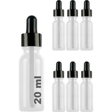 Die Grup Afracam 20 ml Metal Kapaklı Damlalık Dropper Şişesi Serum 20 cc Cam Şişe 6 Adet (Siyah Kapak, Şeffaf)