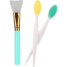 Die Grup Buffer 2'li Silikon Maske Sürme Spatulası 2'li Dudak Burun Peeling Etkili Gözenek Temizleme Fırçası