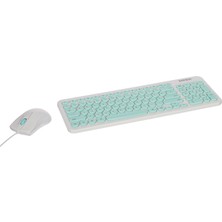 Die Grup Everest KM-01K Turkuaz USB Yuvarlak Tuşlu 3D Mouse Combo Lc Layout Klavye + Mouse Set