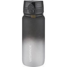 Aesco Uzspace 650ML Çift Renkli Sızdırmaz Bpa Içermez Kilitlenebilir Kapaklı Motivasyonel Tritan Su Matarası (Siyah-Beyaz)