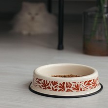 Die Grup Emaye Kedi Köpek Mama ve Su Kabı Abstract,krem Rengi