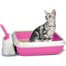 Die Grup Imac Duo Kürekli Açık Kedi Tuvaleti Pembe 50X40X15CM
