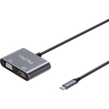 Die Grup Veggieg Type-C 4K HDMI 1080P VGA USB 3.0 Pd Dönüştürücü Çevirici Hub