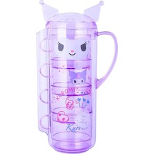 Die Grup Mınıso Sanrio Lisanslı Kuromi Sürahi ve Istiflenebilir Bardak Seti 1400 ml
