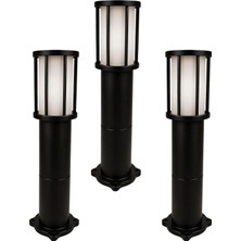Die Grup Kule Kafesli 3 Adet Bahçe Duvar Armatürü 60 cm Set Üstü Suya Dayanıklı Modern Dış Mekan Aplik