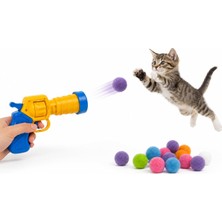 Die Grup Kedi Oyuncağı Peluş Top Atıcı Tabanca, 20 Yumuşak Toplu Interaktif Oyun Seti, Top Fırlatan Avlanma ve Yakalama Oyuncağı, Yavru ve Yetişkin Kediler Için