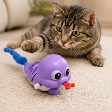 Die Grup Kurmalı Hareketli Peluş Kuyruklu Kedi Oyuncağı, 30 Cm(Mor)