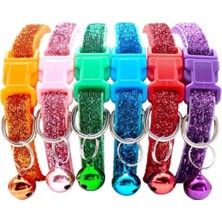 Die Grup Glipet Simli Zilli Dokuma Kedi Boyun Tasması 19X1 cm Mor