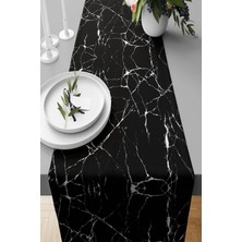 Die Grup Pelangi Siyah Mermer Işleme Leke Tutmaz Kumaş Salon Mutfak Masa Değişik Ranır Modelleri Runner, Siyah 40 x 140