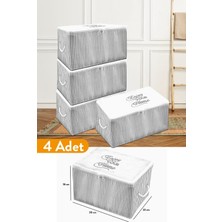Die Grup Serstil 4 Adet - Mini Boy Baskı Detaylı Gri Çizgili Hurç 30 x 22 x 18 cm