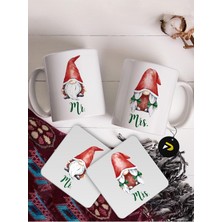 Die Grup Yılbaşı Sevgili Kupaları, Gnome Şans Cücesi, Yılbaşı Yeni Yıl Konseptli Baskılı Kupa Bardak Seti Mug (Sevgiliye Hediye)