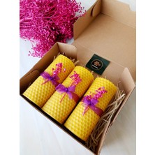 Die Grup Petekoğlu (3 Adet) 10CM X4.5cm Doğal Petek Balmumu Mum 3 Lü Sarma Blok Mum Hediyelik Mum Seti Dekoratif Beeswax Candle