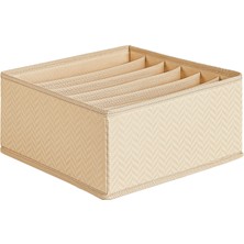 Die Grup Ocean Home Textile 6 Bölmeli Bej Balıksırtı Çekmece Içi Düzenleyici Kutu 28 x 28 x 13 cm