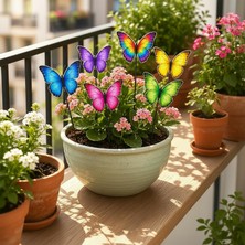 Die Grup Decorelax Saplamalı Renkli Kelebek Bahçe Süsü (6 Adet) - Saksı Içi ve Çiçeklik Dekoratif Yapay Kelebekler, Balkon ve Teras Süslemeleri